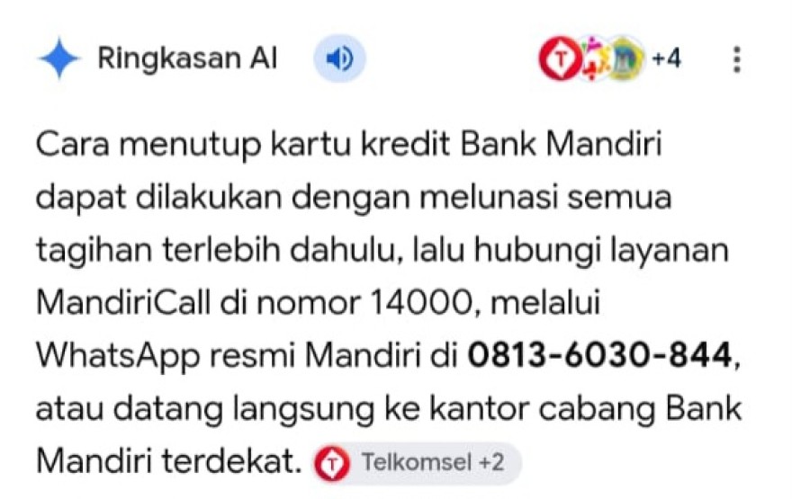 Saya ingin penutupan kartu kredit Mandiri